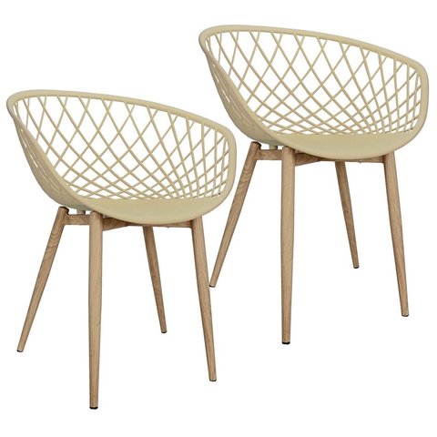Kit 2 Cadeiras Clarice Nest com Apoio de Braços - Sidera - Nude Multicolorido