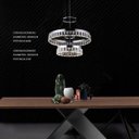 Ver imagem 2 de LUSTRE PENDENTE INOX CRISTAL ANEIS 40CM e 60CM LED 46W 3000K BIVOLT