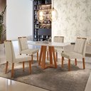 Ver imagem 1 de Conjunto Sala de Jantar Mesa Floripa Madeira Maciça 120x80cm Tampo Retângular Vidro Off White com 4