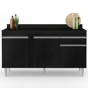 Ver imagem 7 de Balcão Gabinete para Pia com Tampo 150cm 3 Portas 1 Gaveta Dakota Preto - Lumil