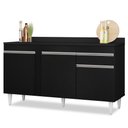 Ver imagem 1 de Balcão Gabinete para Pia com Tampo 150cm 3 Portas 1 Gaveta Dakota Preto - Lumil