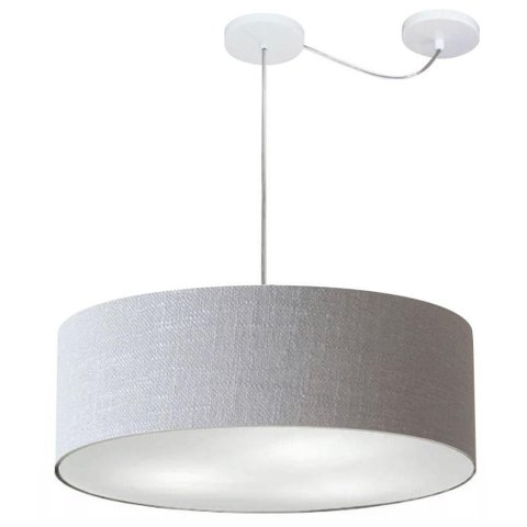Lustre Pendente Cilíndrico com Desvio de Centro Md-4259 Cúpula em Tecido 50x15cm Rustico Cinza -
