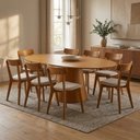 Ver imagem 1 de Conjunto Sala de Jantar Mesa Oval Genebra 160cm e 8 Cadeiras Rafa Yescasa Nozes / Off White