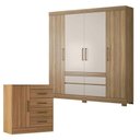 Ver imagem 1 de Cômoda Montevidéu e Guarda Roupa Casal Bilbao Amêndola Off White - Demóbile