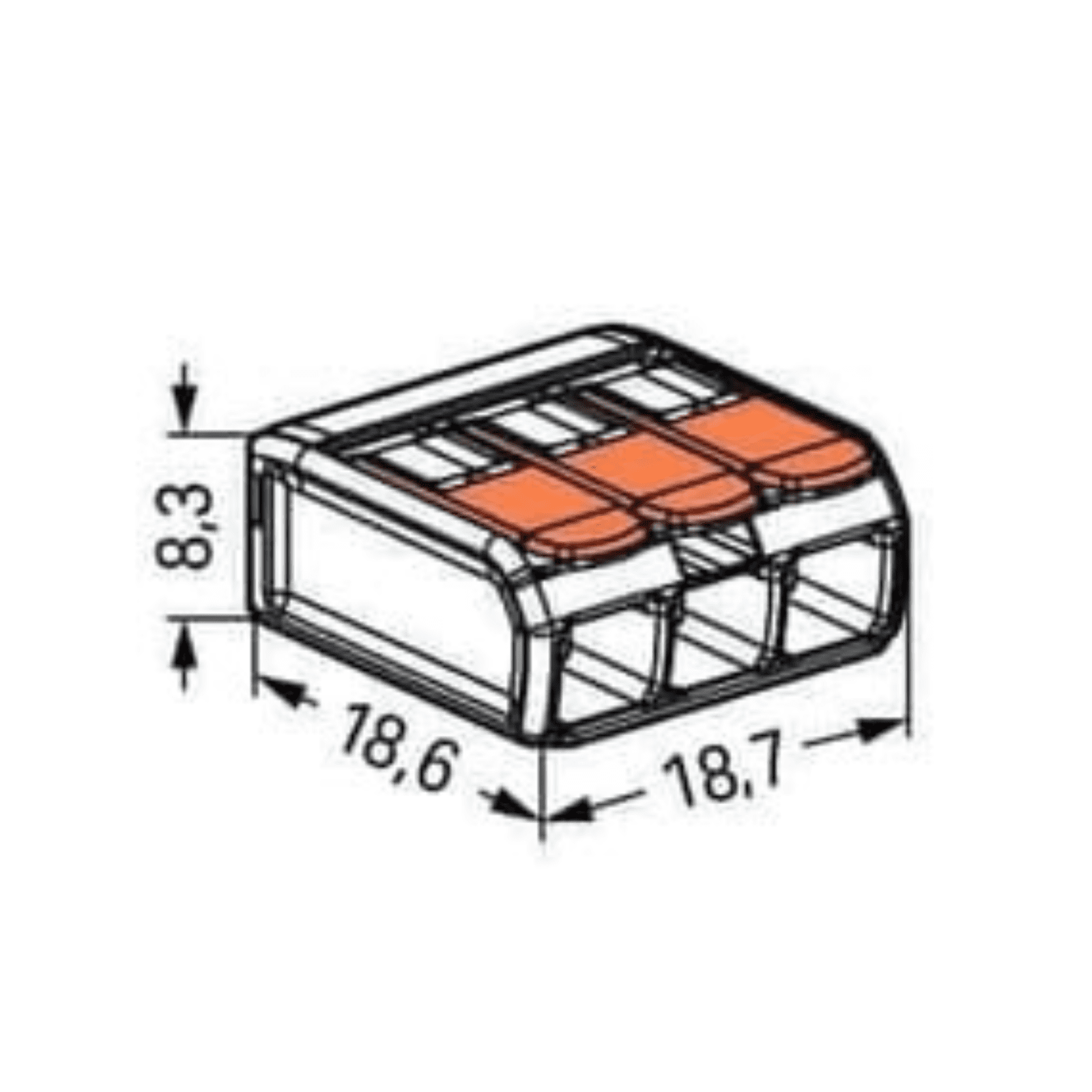 Conector Wago Compacto Emenda 3 Fios Modelo 221-413 Kit C/10un - 6