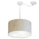 Ver imagem 1 de Lustre Pendente Cilíndrico com Desvio de Centro Md-4166 Cúpula em Tecido 40x25cm Rustico Bege -
