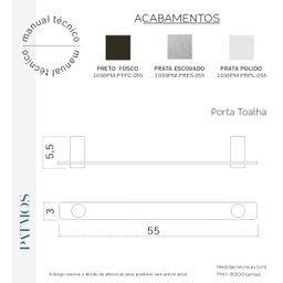 Porta Toalha de Banho Acessório Toalheiro para Banheiro Grego Metal Preto Fosco Patmos - 4