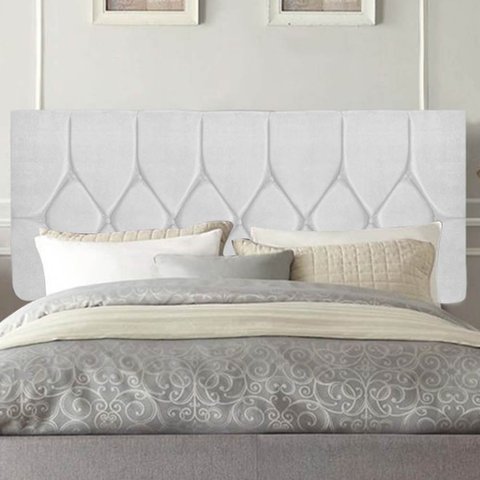 Painel Estofada Istambul Botão Capitonê 195cm King Size para Cama Box Quarto Corino Branco - Gat Mag