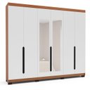 Ver imagem 2 de Roupeiro Casal Madri 6 Portas com Espelho 242x214cm Branco/Freijó 250829