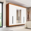 Ver imagem 1 de Roupeiro Casal Madri 6 Portas com Espelho 242x214cm Branco/Freijó 250829