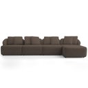 Ver imagem 2 de Sofá 5 Lugares com Chaise Direito Sala Living 328cm Arlo F04 Veludo Marrom Tc-12018- Lyam Decor