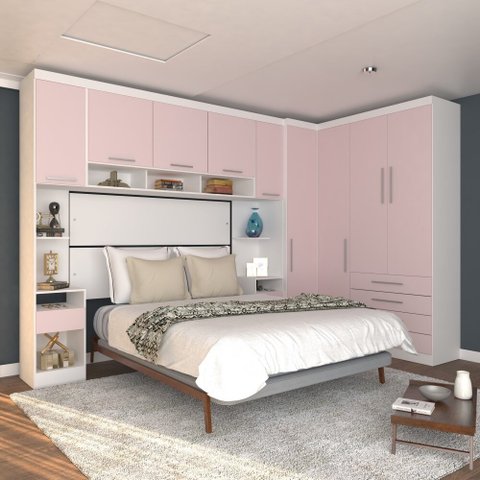 Guarda Roupa Dormitório Modulado Alpes Casal 1,58 m Queen Canto - Roupeiro Luciane M03:Rosa