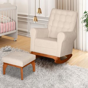 Cadeira Poltrona Amamentação e Balanço Paris C/ Puff Boucle - Anjo de Casa