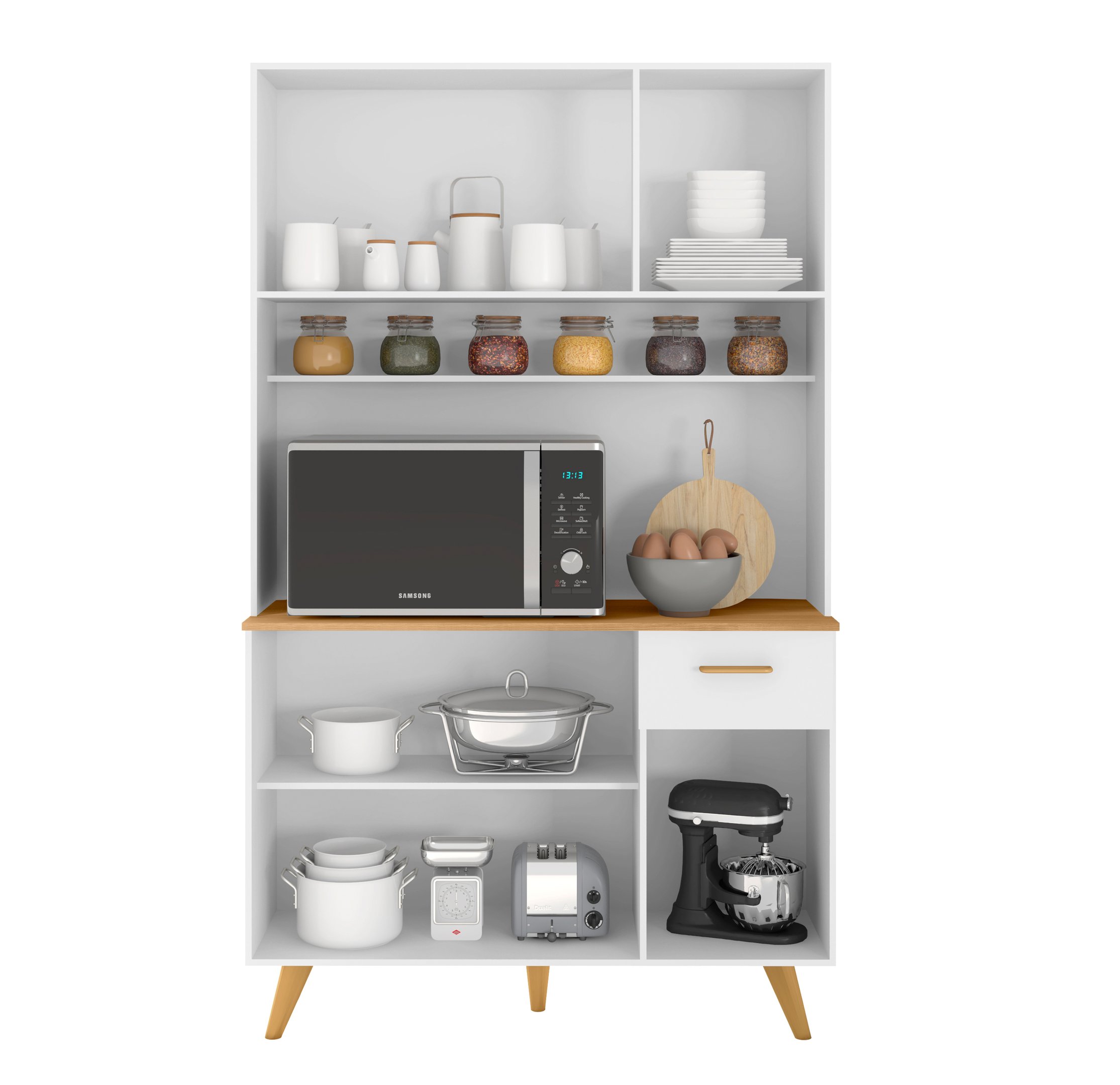 Kit Cozinha Compacta Luxo Livia 6 Portas Moderna Estilo Moderna Premium Completa Cor Branco - 3