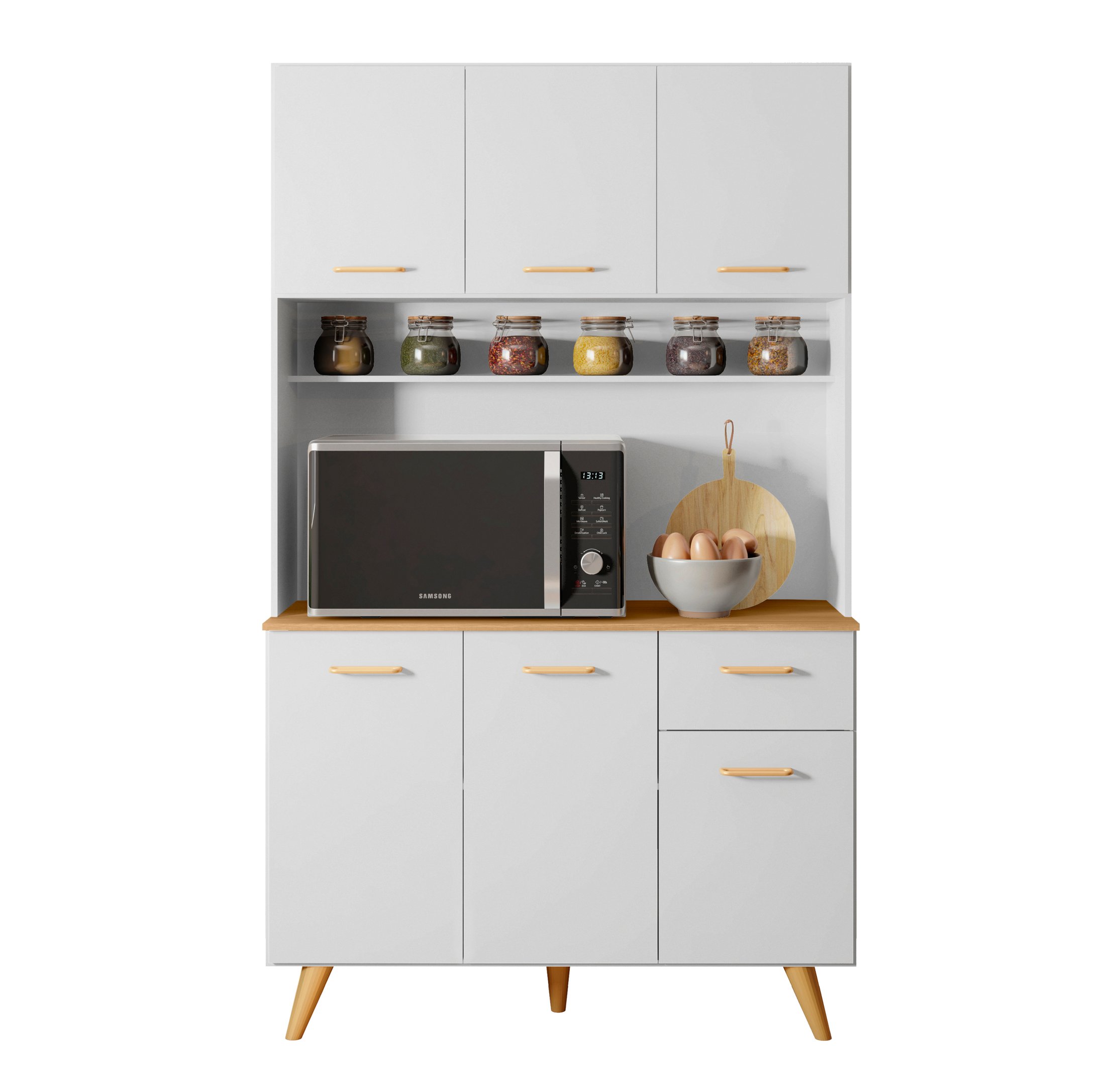 Kit Cozinha Compacta Luxo Livia 6 Portas Moderna Estilo Moderna Premium Completa Cor Branco