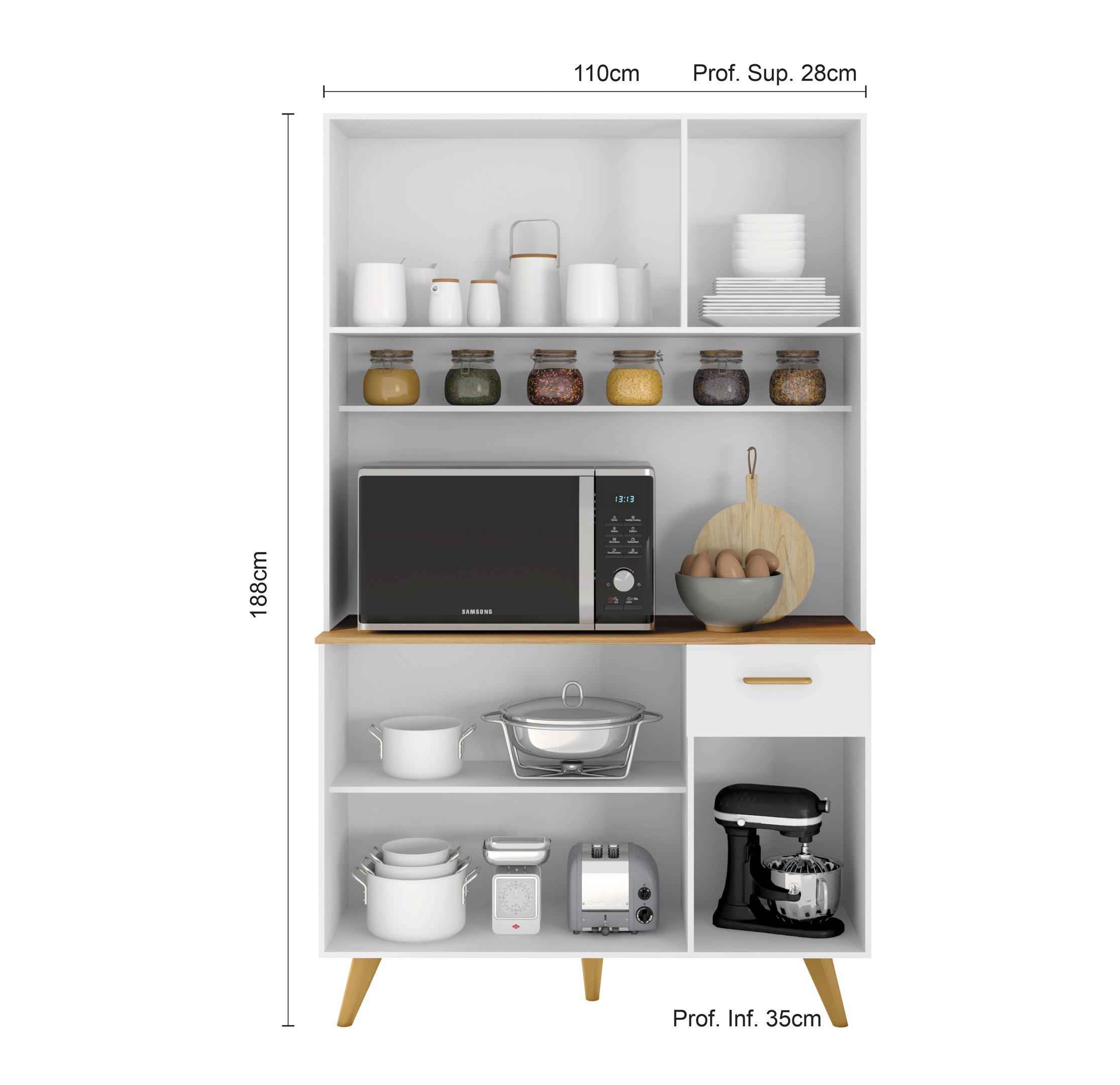 Kit Cozinha Compacta Luxo Livia 6 Portas Moderna Estilo Moderna Premium Completa Cor Branco - 4