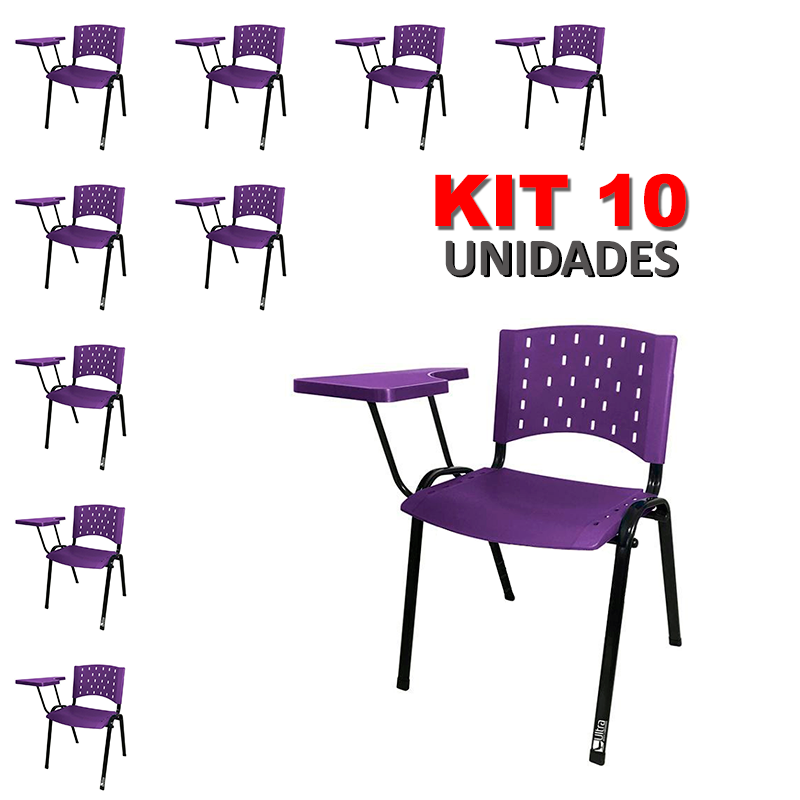 Cadeira Universitária Plástica Roxa 10 Unidades Prancheta Plástica - Ultra Móveis - 2