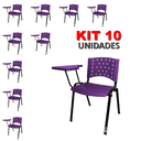Ver imagem 2 de Cadeira Universitária Plástica Roxa 10 Unidades Prancheta Plástica - Ultra Móveis