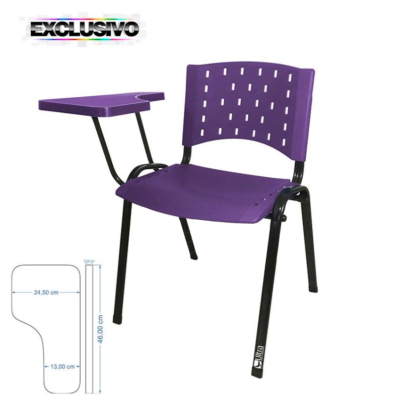 Cadeira Universitária Plástica Roxa 10 Unidades Prancheta Plástica - Ultra Móveis - 3
