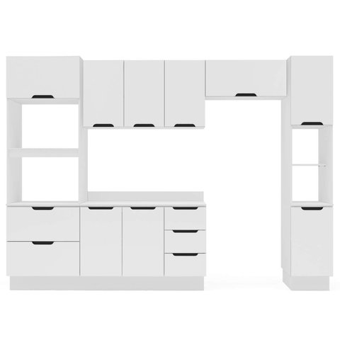 Armário de Cozinha Modulada Completa 5 Peças 310cm com Tampo 250074 Meena Politorno Móveis