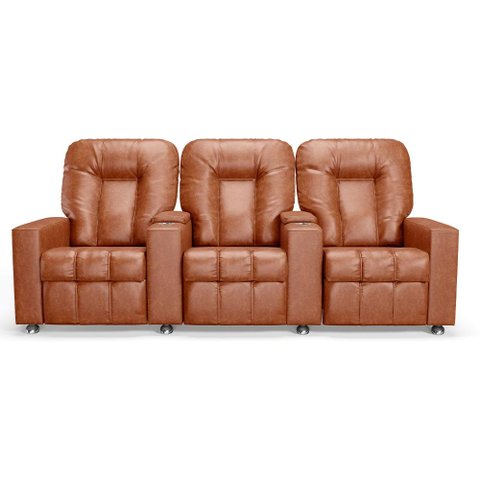 Poltrona do Papai Reclinável 3 Lugares Sala de Cinema Pequim Manual Pu Camel G23 - Gran Belo