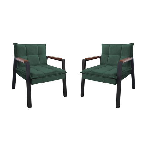 Kit 2 Poltronas Decorativa para Sala ou Escritório Estilo Industrial Fortaleza Veludo Verde