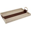 Ver imagem 3 de Jogo 2 Bandejas Decorativa para Servir Retangular Home&co com Alças em Metal Dourado Mdf Bege