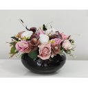 Ver imagem 2 de Arranjo de Rosas Flores Artificiais Cores Mistas com Vaso