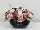 Ver imagem 2 de Arranjo de Rosas Flores Artificiais Cores Mistas com Vaso