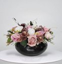 Ver imagem 1 de Arranjo de Rosas Flores Artificiais Cores Mistas com Vaso