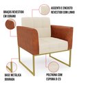 Ver imagem 6 de Poltrona Base Industrial Dourado Kit 2 Elisa Nozes/linho Bege A19 D03 - D'Rossi