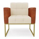 Ver imagem 3 de Poltrona Base Industrial Dourado Kit 2 Elisa Nozes/linho Bege A19 D03 - D'Rossi
