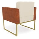 Ver imagem 5 de Poltrona Base Industrial Dourado Kit 2 Elisa Nozes/linho Bege A19 D03 - D'Rossi