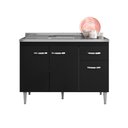 Ver imagem 3 de Balcão para Cozinha 2 Portas 1,20m Derby Branco Preto Flex