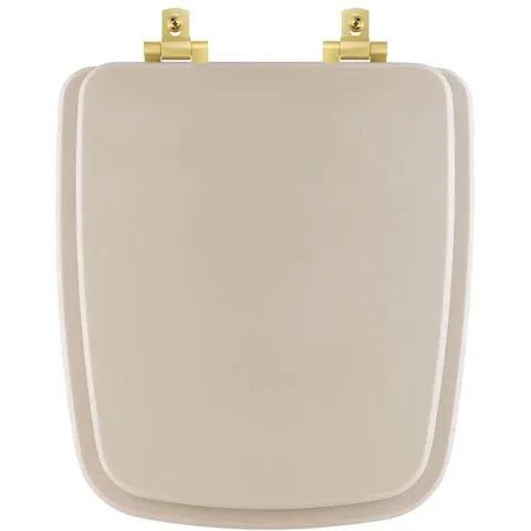 Tampa de Vaso MDF Com Amortecedor Boss Beige (Bege Fosco) para Bacia Incepa com Ferragem Dourada