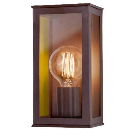 ARANDELA QUADRADA ALUMINIO MARROM 25X12,5CM 1E27