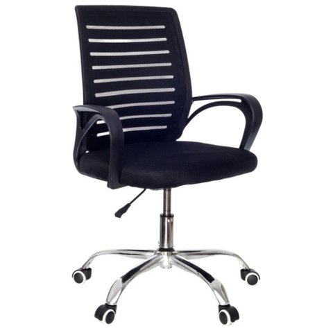 Cadeira de Escritório Secretária com Base Cromada com Rodinha Fortt Braga Preta - Csf04-p