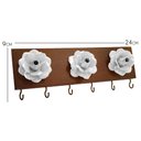 Ver imagem 2 de Porta Chaves Artesanal Moderno de Parede com Flores de Ferro Libertas Rosas Artesanato Branco