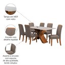 Ver imagem 5 de Conjunto de Mesa Sala de Jantar Tampo com Vidro 1,60m 6 Cadeiras Grécia Dobuê Madeirado/mascavo