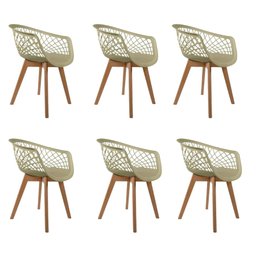 Kit 6 Cadeira de Jantar Web Pé Wood Modelo Premium Madeira Maciça Original Fendi - 1