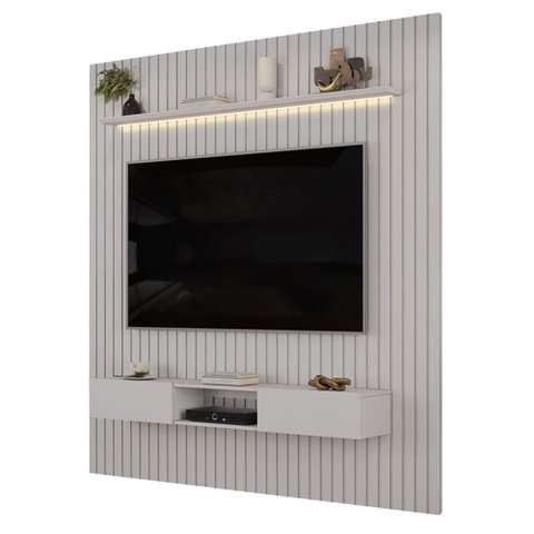Painel Trento para TV com Bancada 223 Ripado Bali Bali com LED- DJ Móveis