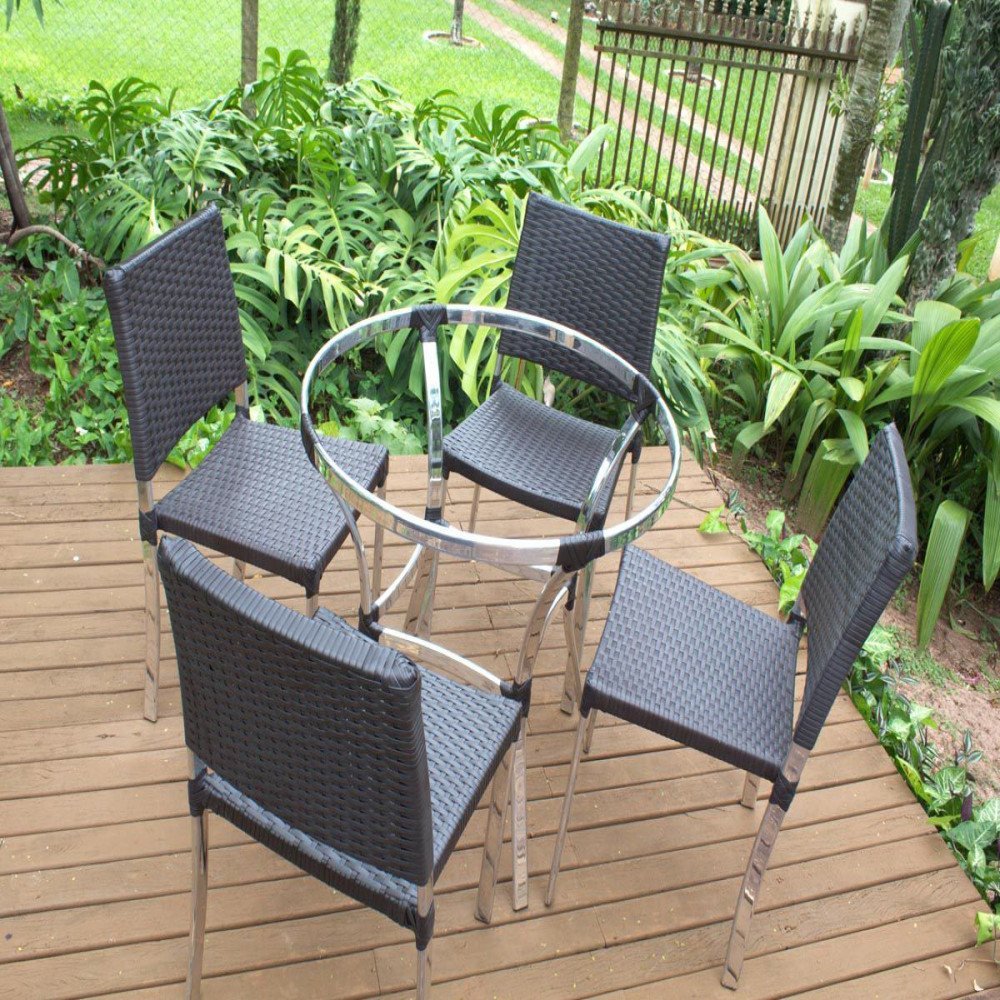 Jogo De Cadeira E Mesa Jardini Em Alumínio Para Jardim Trama Original - 2