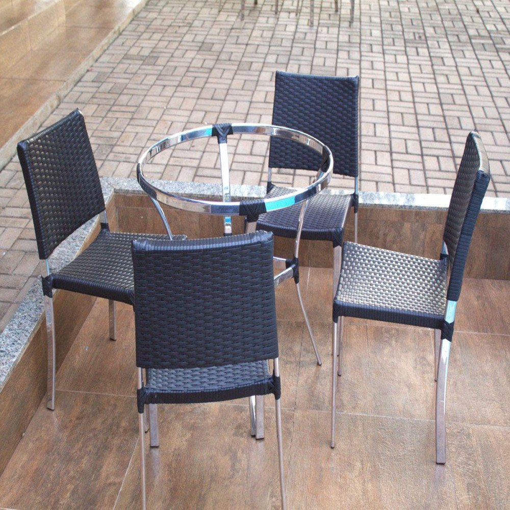 Jogo De Cadeira E Mesa Jardini Em Alumínio Para Jardim Trama Original - 4