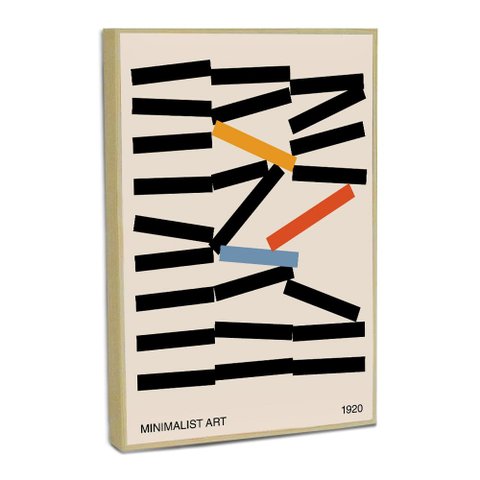 Quadro Decorativo Geometrico Abstrato Hastes Empilhadas com Moldura Filete