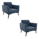 Ver imagem 1 de Kit 2 Poltronas Pés Villach Marisa Suede Azul Marinho D03 - D'Rossi