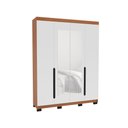 Ver imagem 2 de Guarda-roupa Casal Madrid 4 Portas 4 Gavetas com Espelho Branco/freijó - Politorno