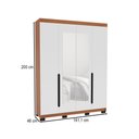 Ver imagem 4 de Guarda-roupa Casal Madrid 4 Portas 4 Gavetas com Espelho Branco/freijó - Politorno