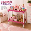 Ver imagem 2 de Estante Organizadora Rosa Multiuso Dupla 2 Prateleiras Porta Cosmeticos Brinquedos Documentos Quarto