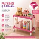 Ver imagem 4 de Estante Organizadora Rosa Multiuso Dupla 2 Prateleiras Porta Cosmeticos Brinquedos Documentos Quarto