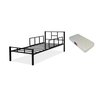 Cama Solteiro De Ferro Aço 100% Estrado Aço C/grade Proteção C/Colchão1,88X0,88 -Preto - 1